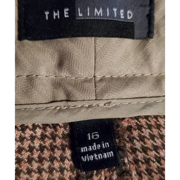 The Limited Women's Brown Pink Houndstooth pattern Wide Leg Trouser Plus 16 - Picture 3 of 7